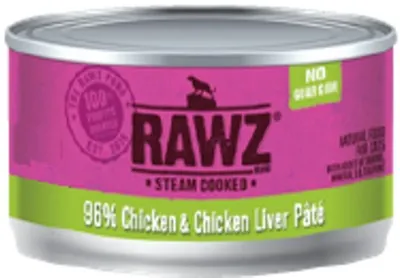 18/3oz Rawz 96% Chicken & Liver Cat Can - Health/First Aid